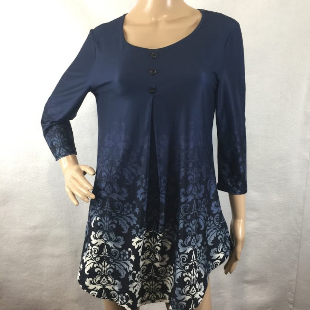 Tunic Top Bai Sheng GT Blouse 3/4 Sleeve Pleated